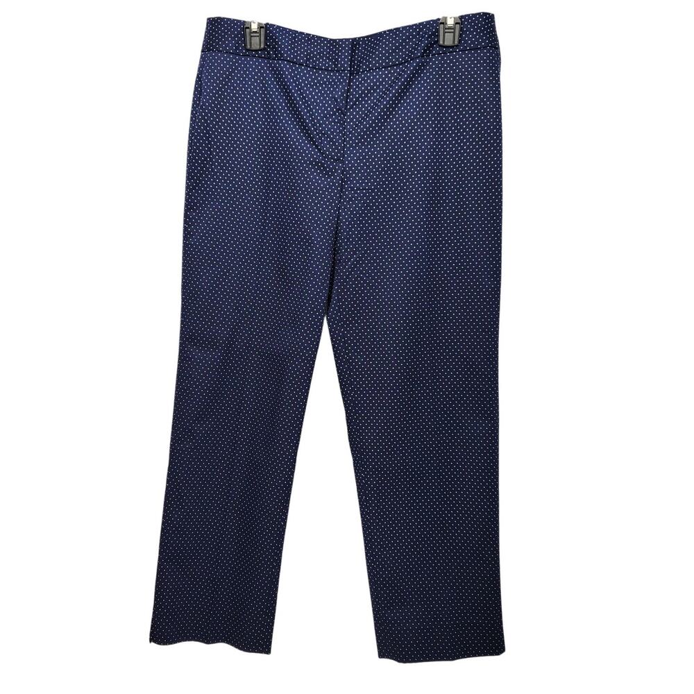 Talbots Signature Fit Navy Polka Dot Straight Leg Ankle Pants Women's 8